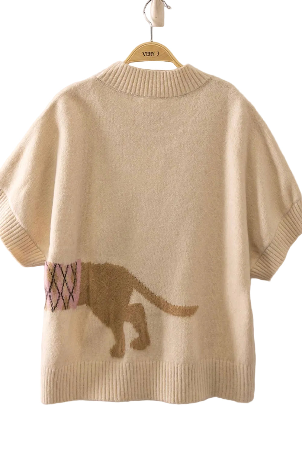 Dachshund Argyle Cream Sweater