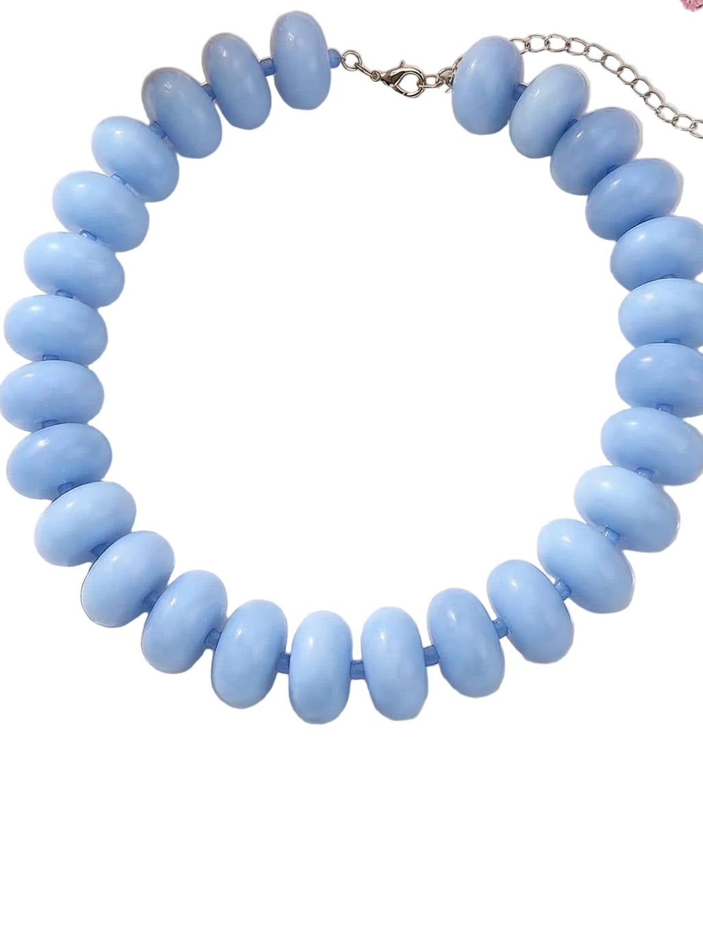Beaded Chunky Disc Necklace