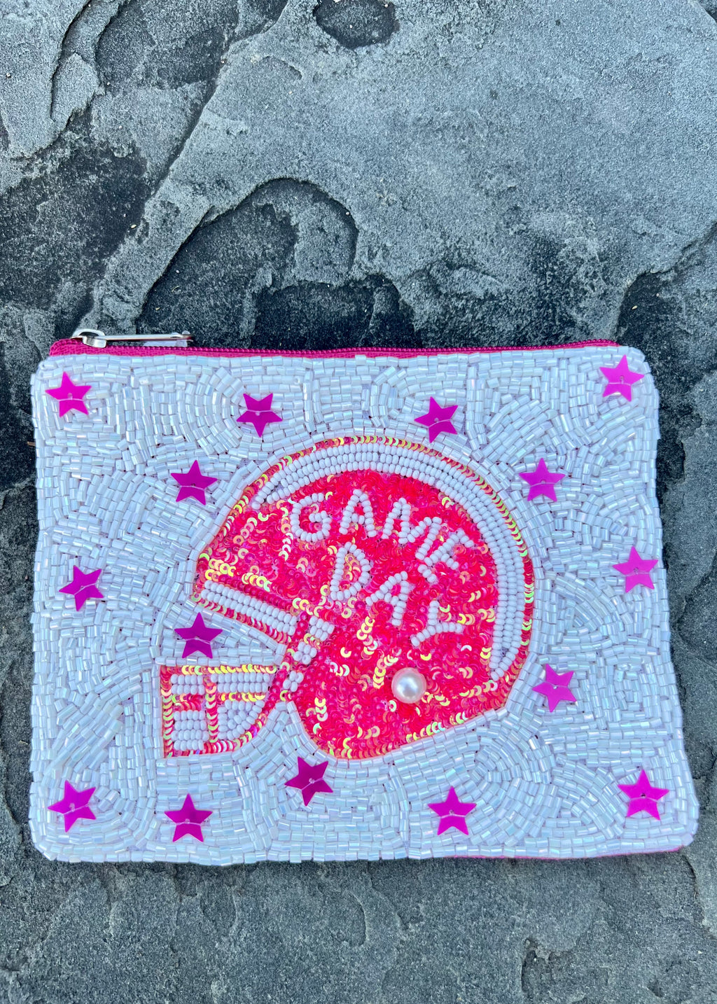 Game Day Sequin Beaded Coin Pouch