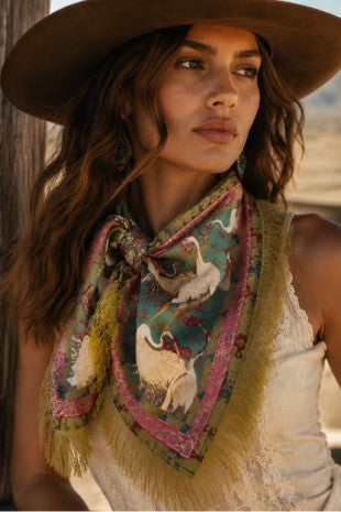 Crane Tassel Scarf