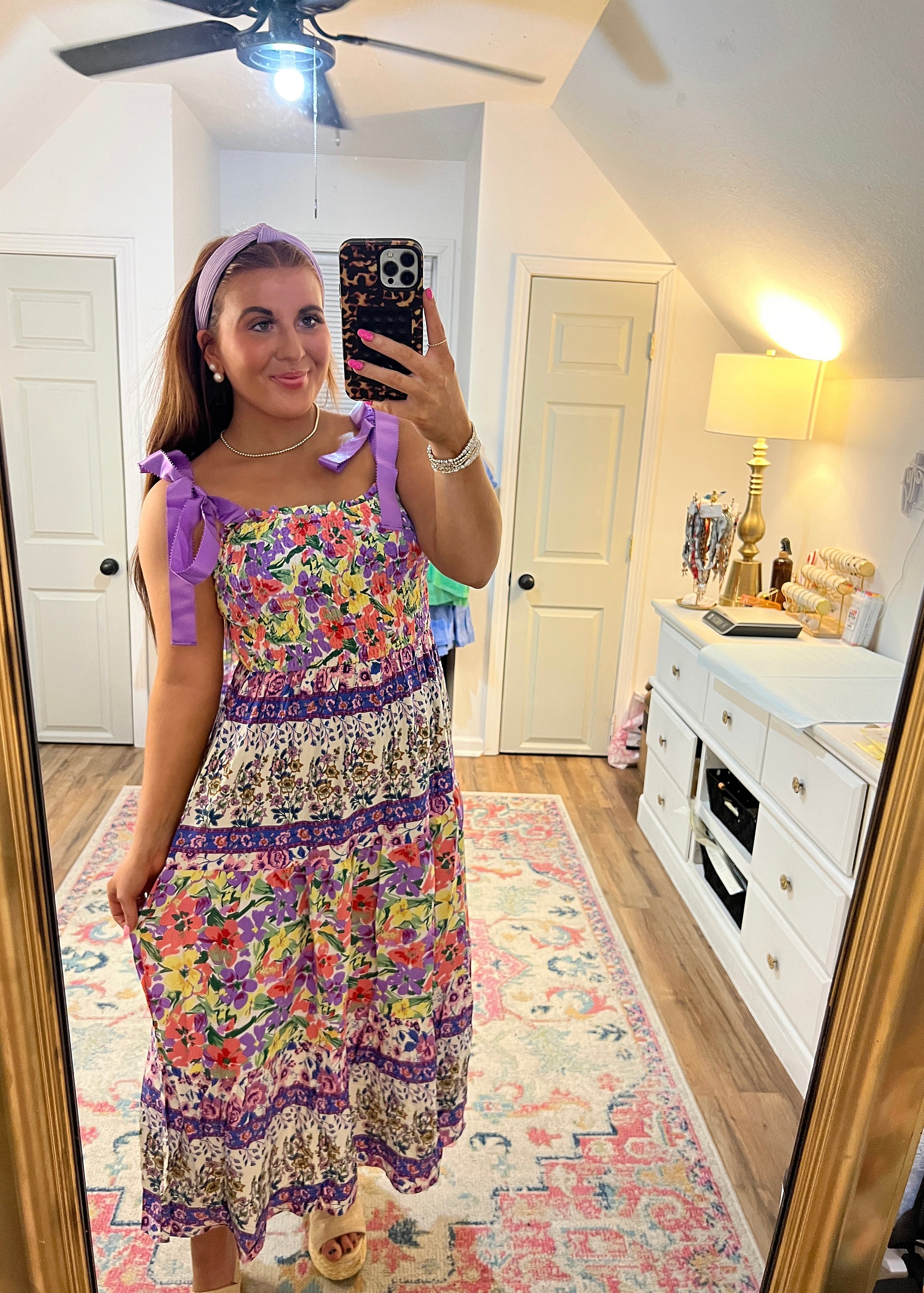 Violet Blossom Midi Dress