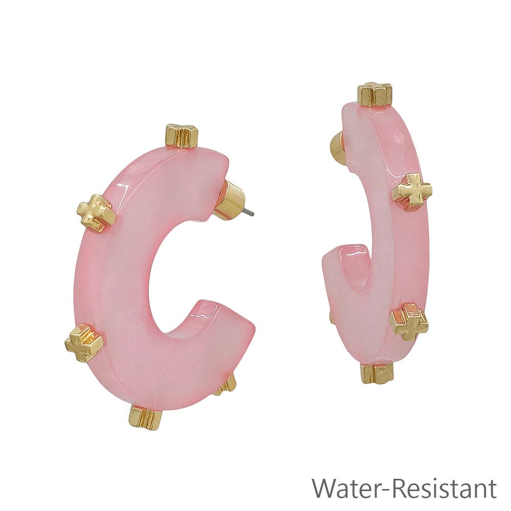 Pink Gold Studded Earrings