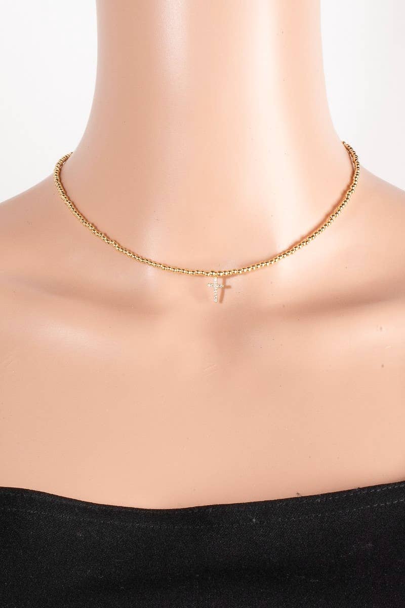 Cross Pendant Choker Necklace