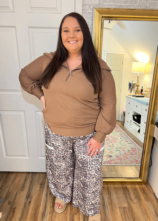 The Mocha Zip Pullover Plus