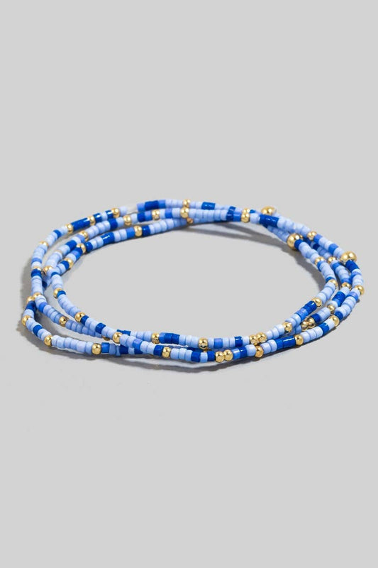 Blue Beaded Bracelet Set