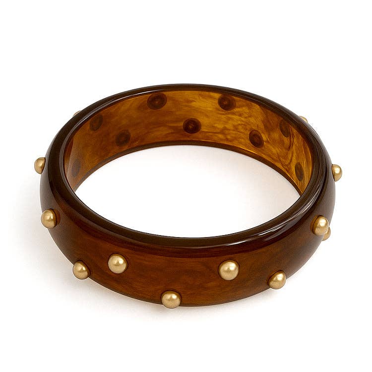 Brown Bangle with Gold Studded Accents