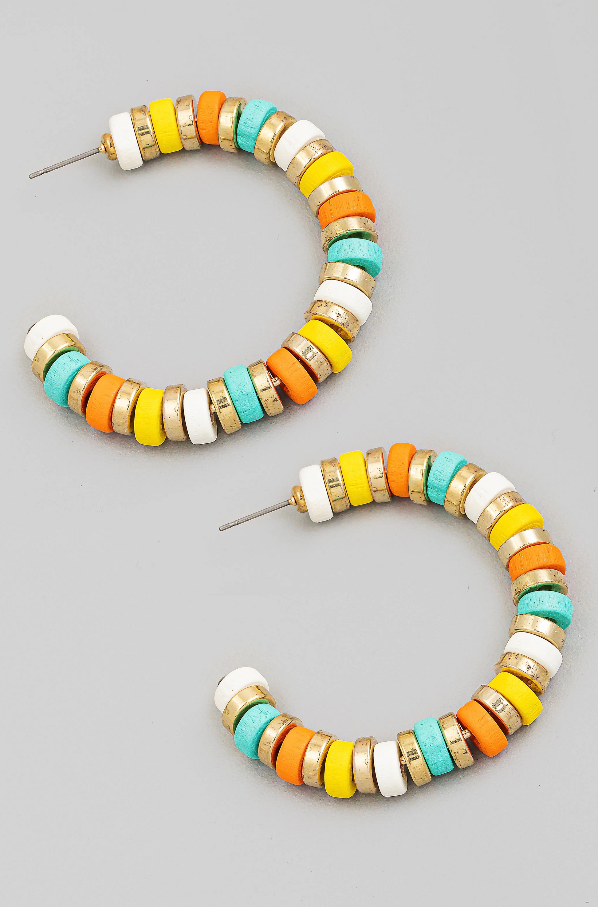 Metallic And Matte Beaded Hoop Earrings