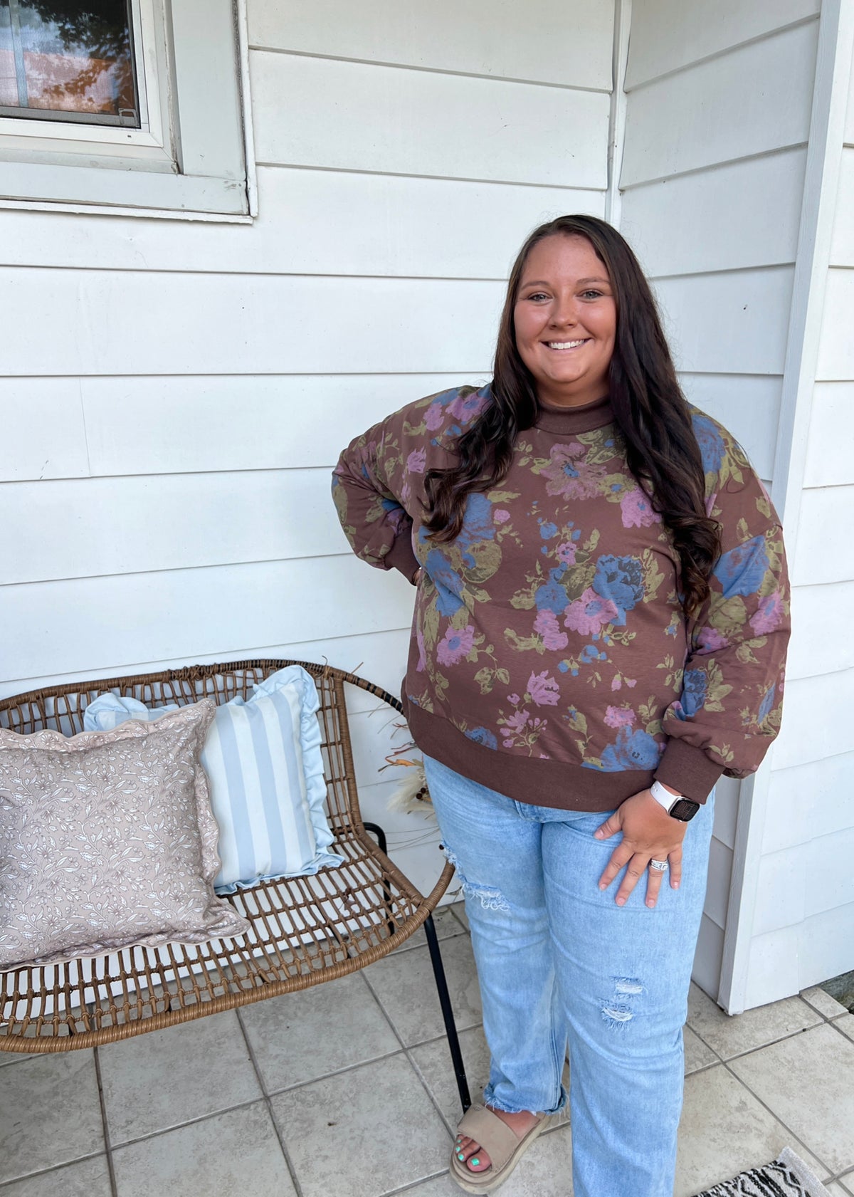 Floral Print Sweatshirt PLUS
