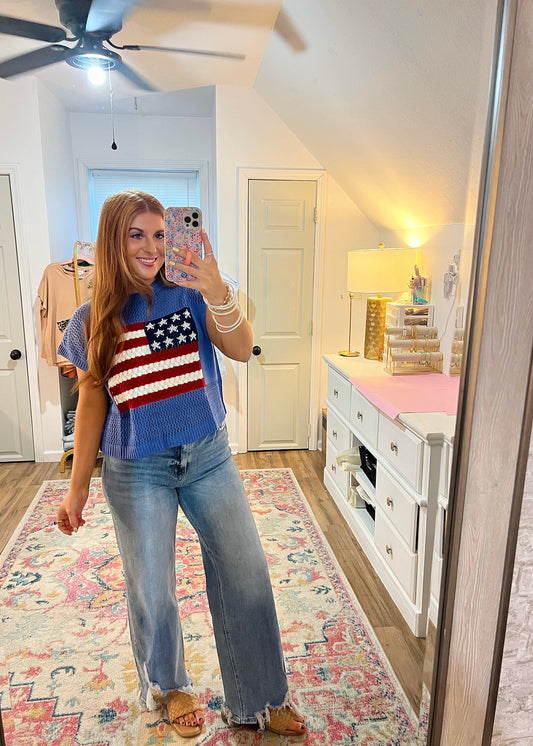 American Flag Sweater Top