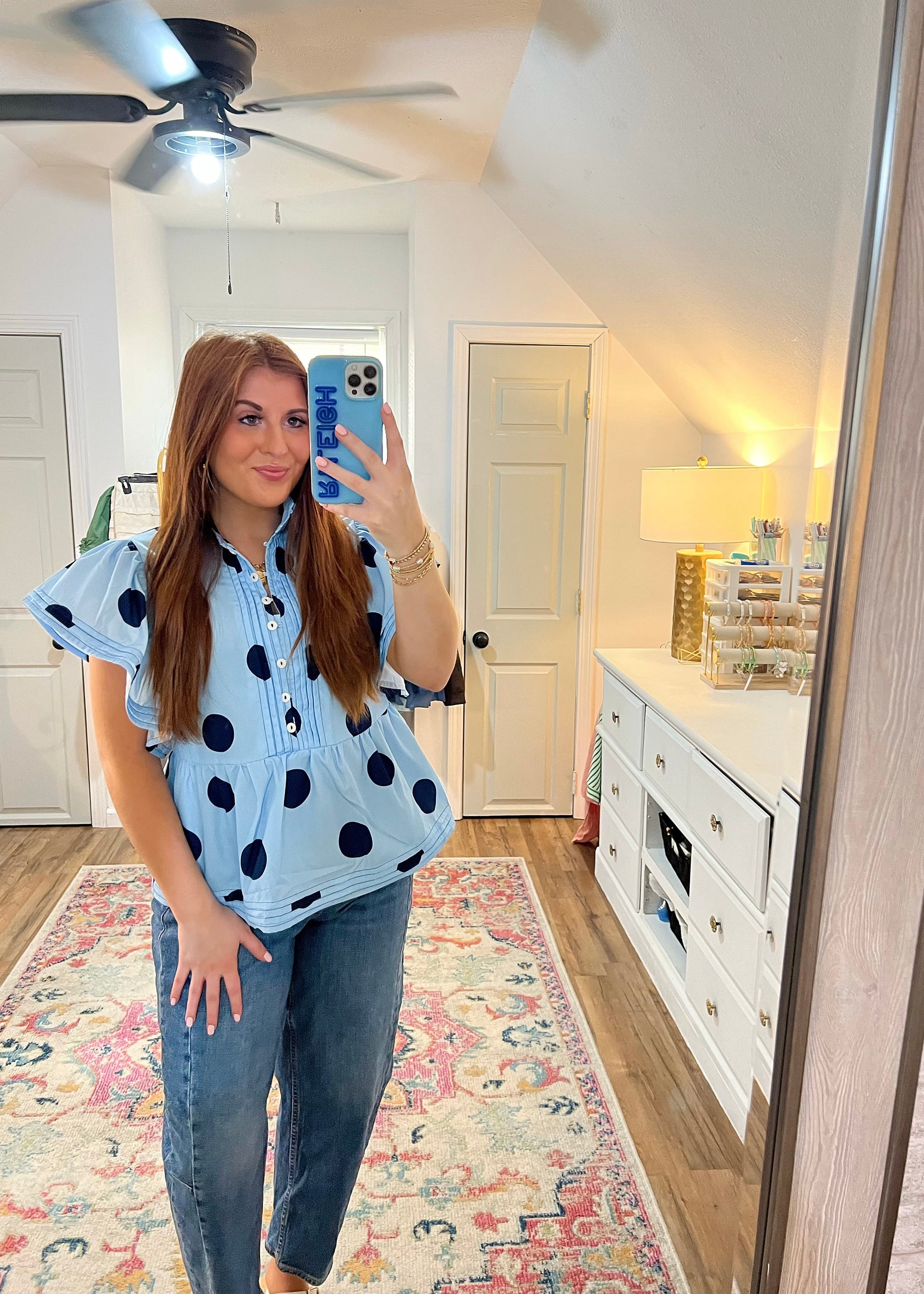 Blues Polka Dot Top