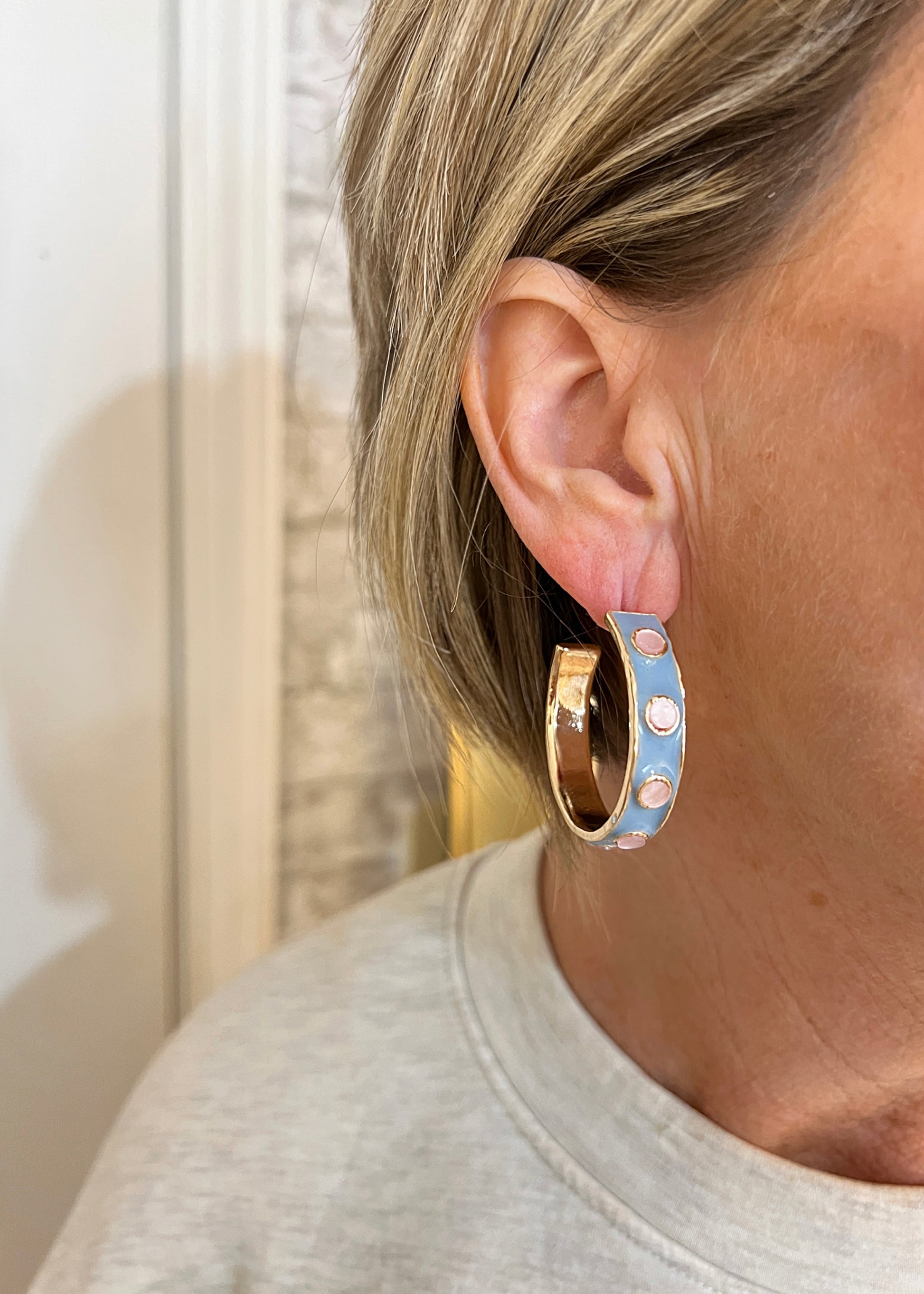 Light Blue & Blush Pink Hoops