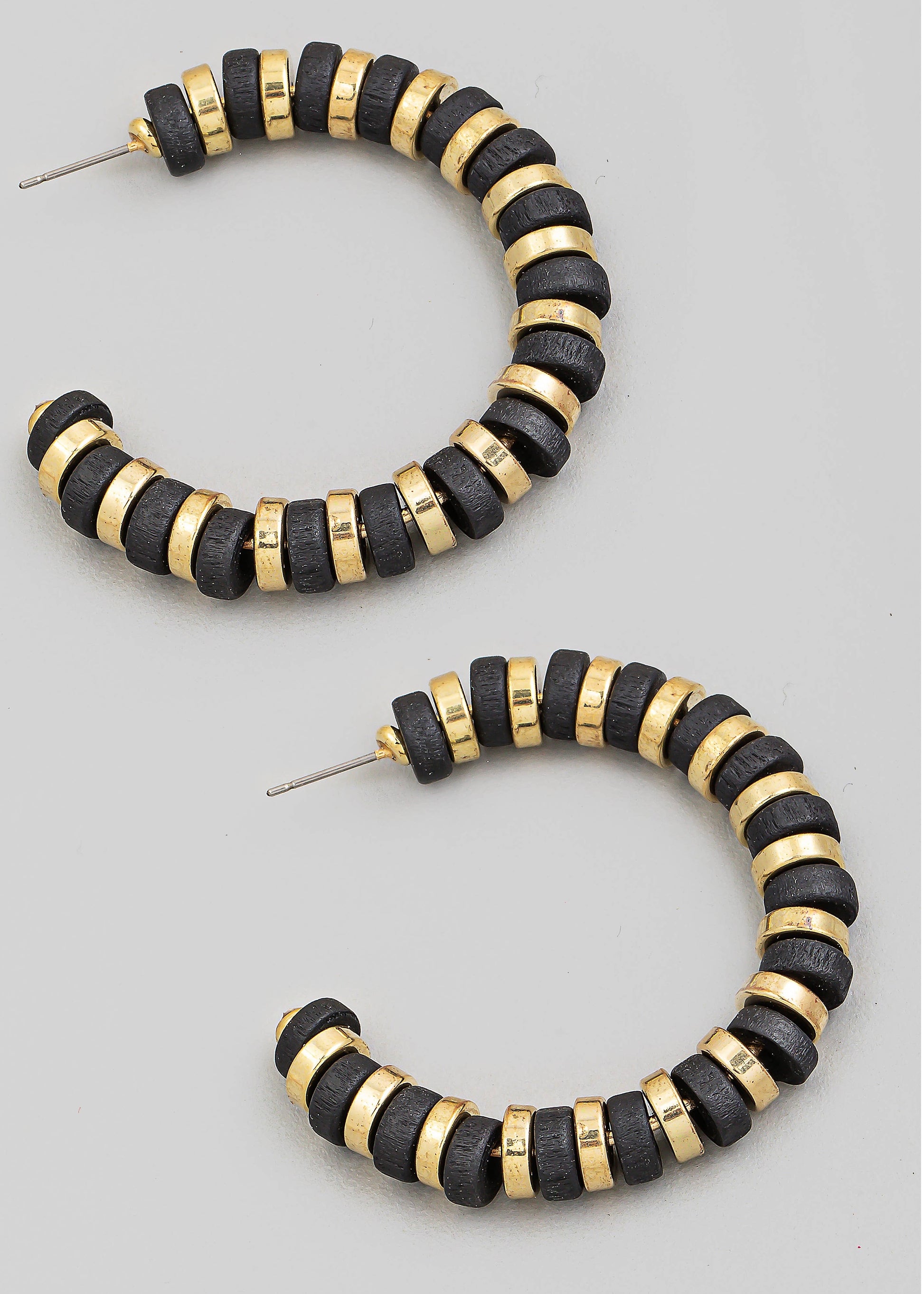 Metallic And Matte Beaded Hoop Earrings