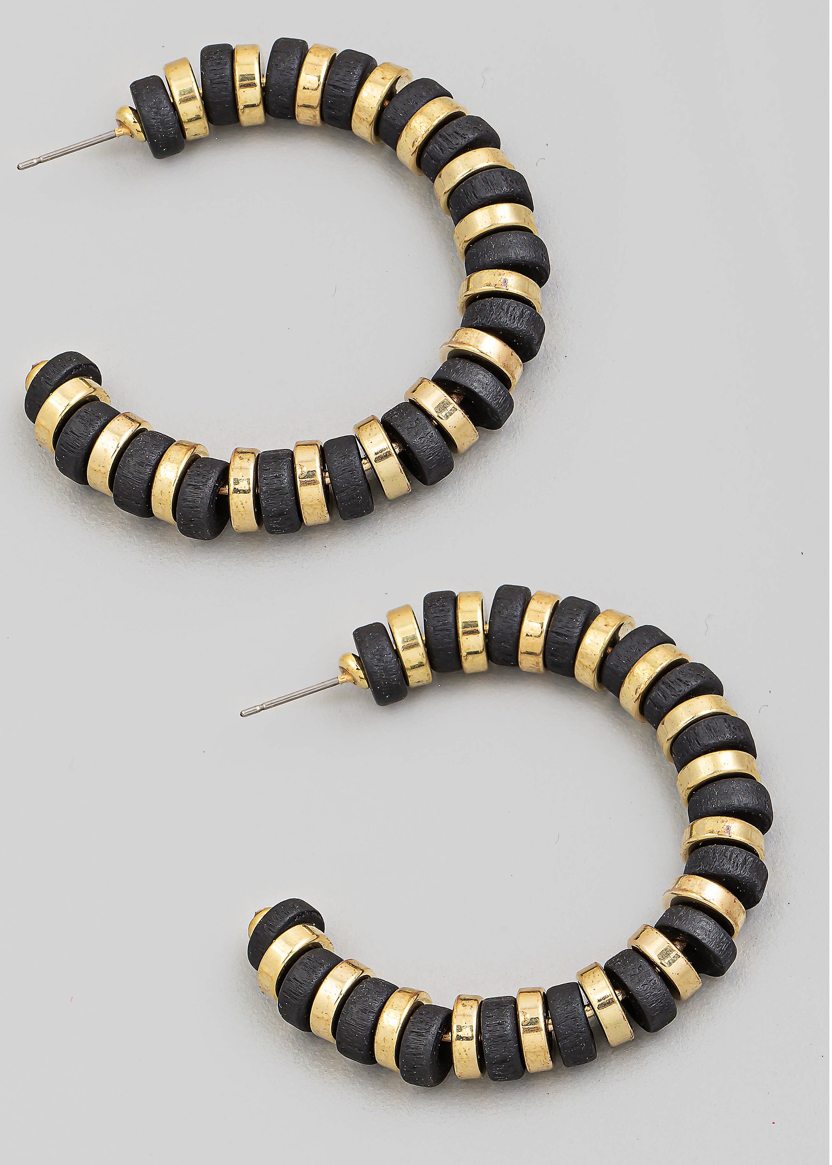Metallic And Matte Beaded Hoop Earrings