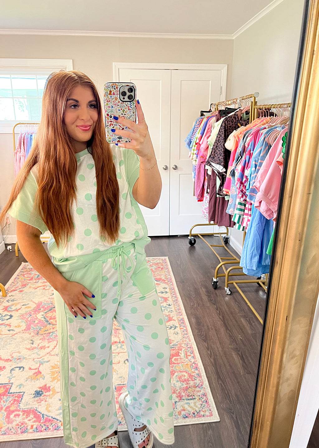 Green Polka Dot Set