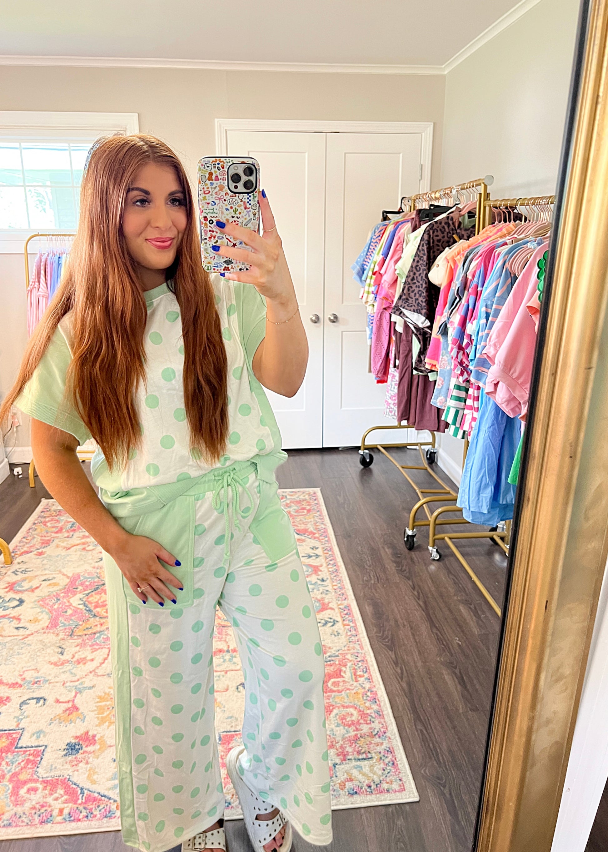 Green Polka Dot Set