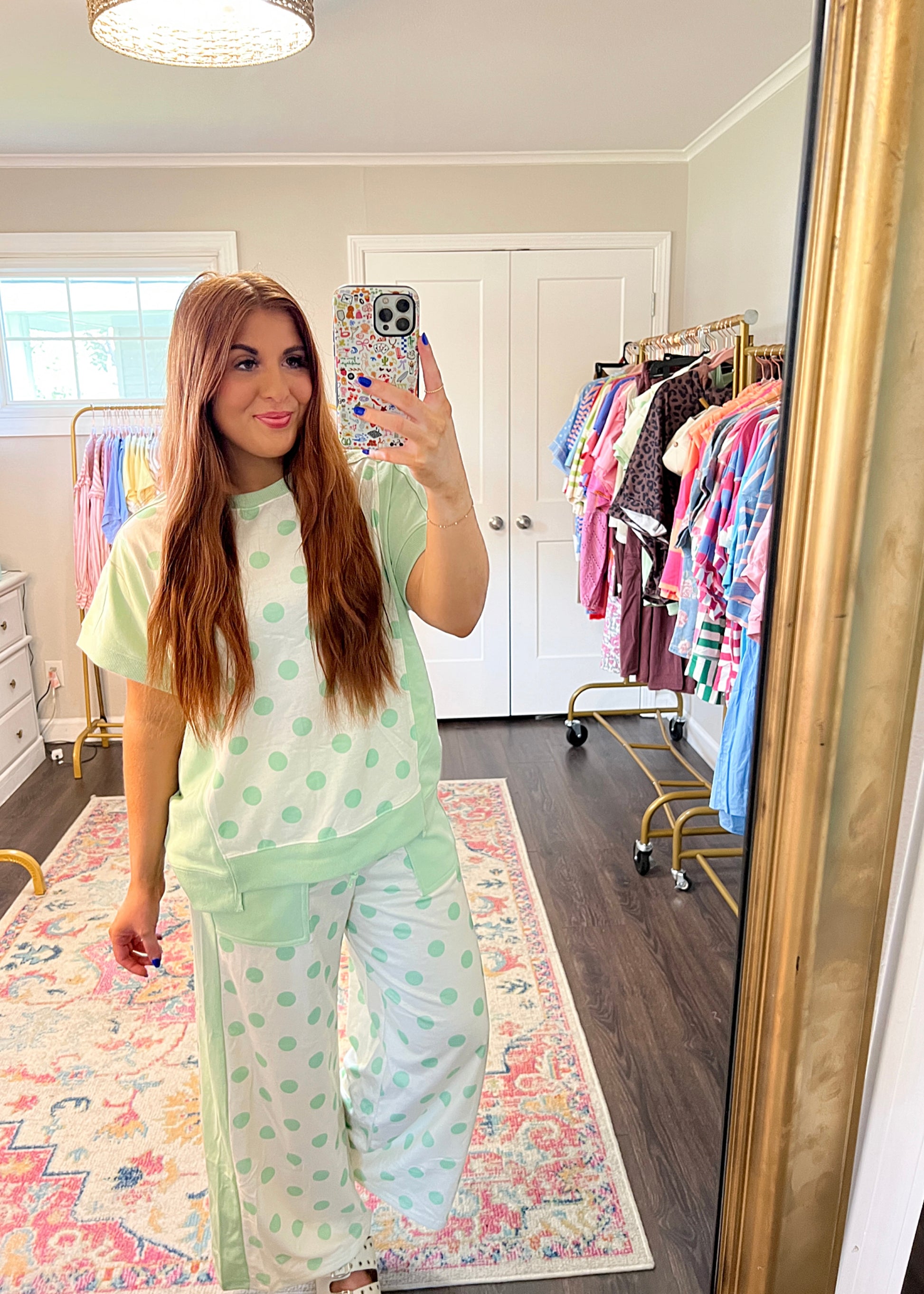 Green Polka Dot Set