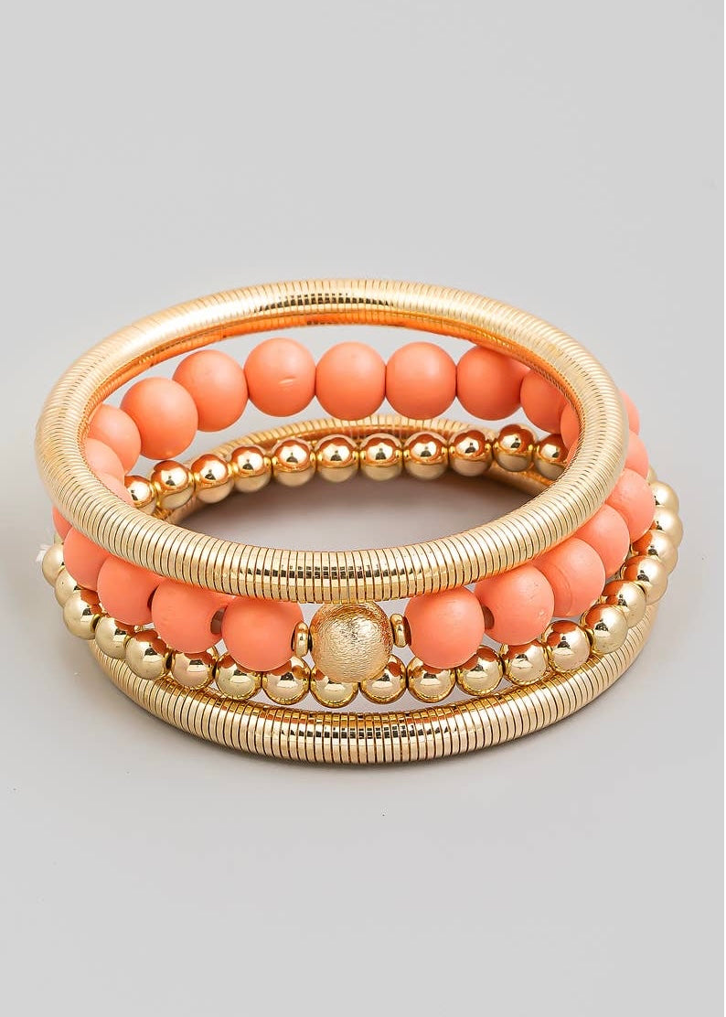 Elastic Tube And Beaded Bracelet Set