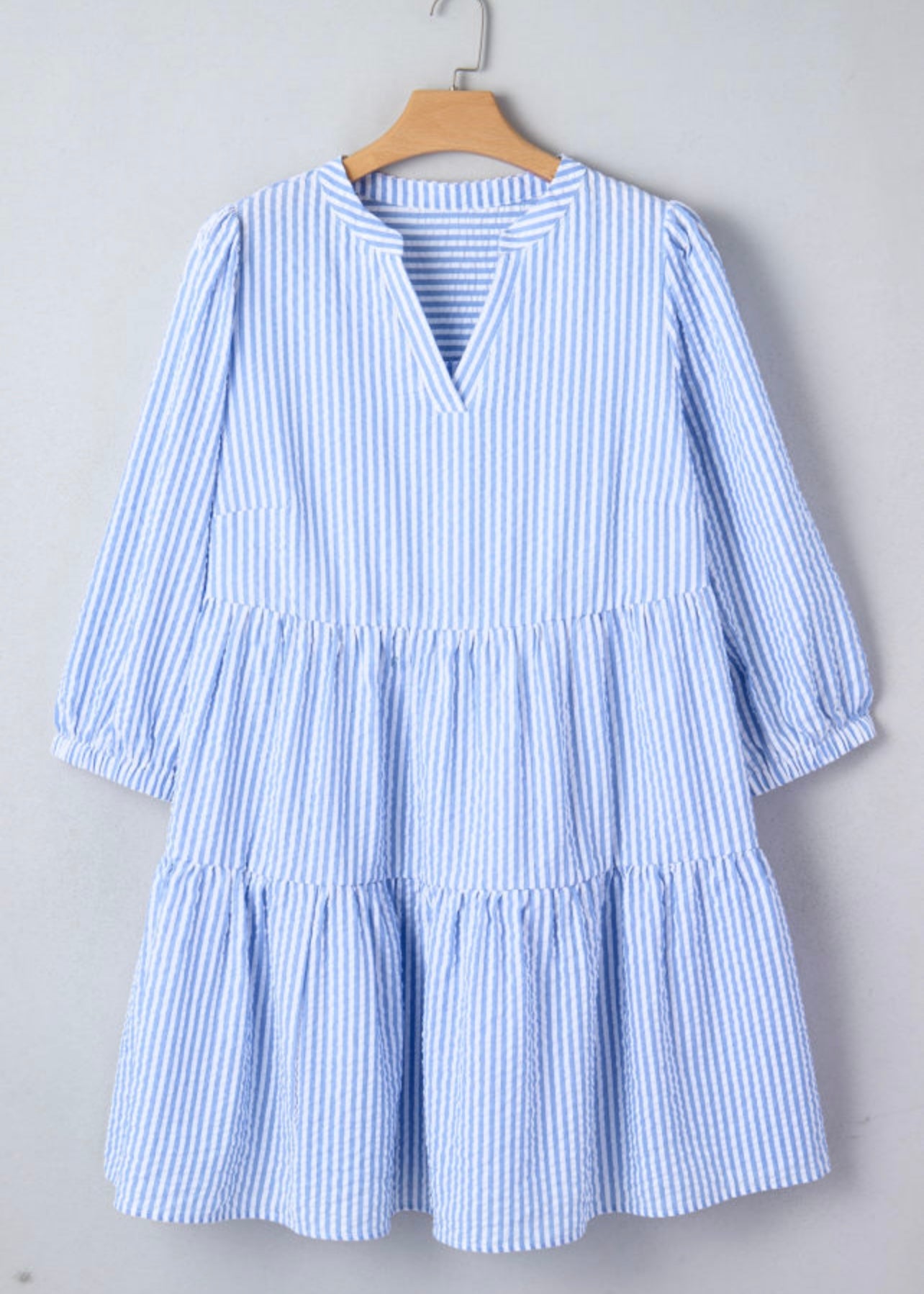 Sky Blue Seersucker Dress Plus