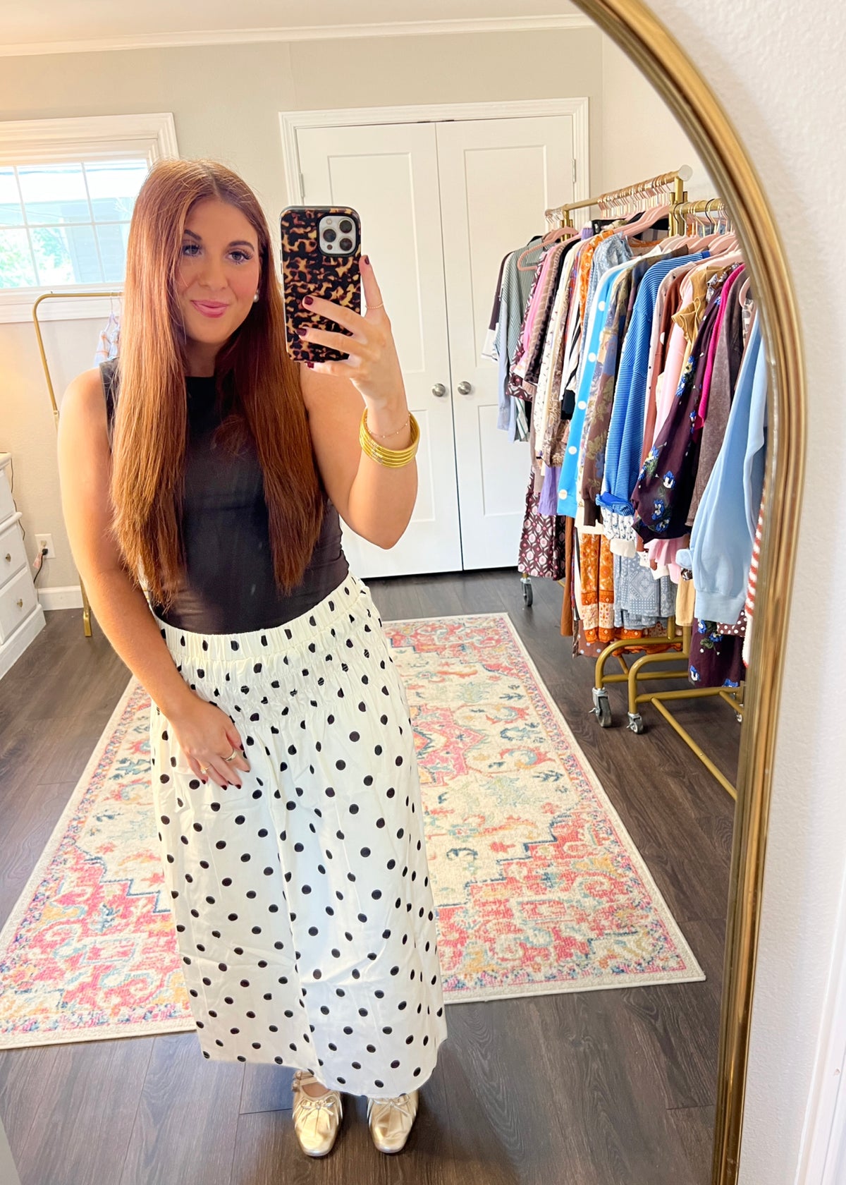 Polka Dot Midi Skirt