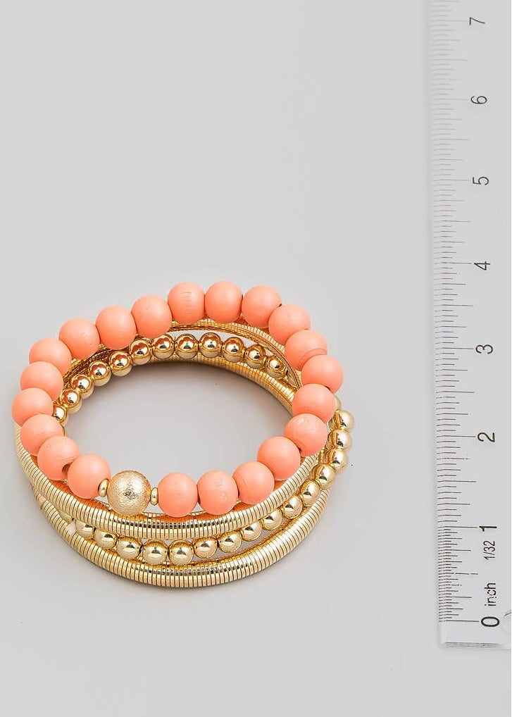 Elastic Tube And Beaded Bracelet Set