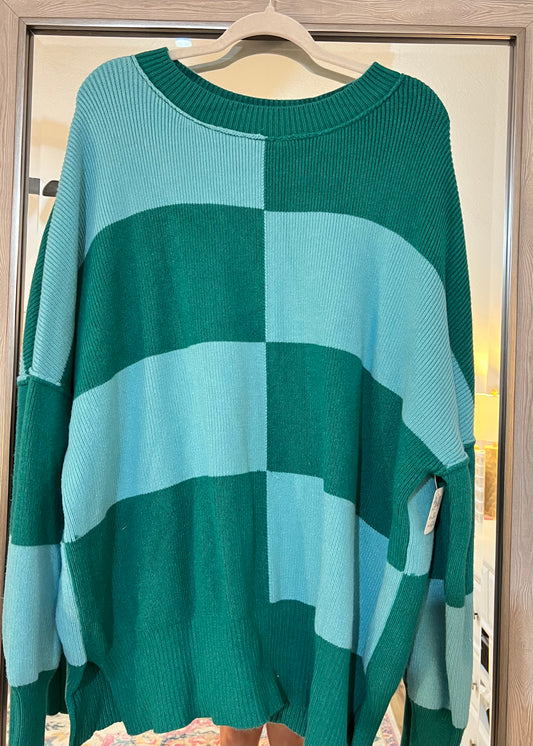 Blue/Green Check Sweater