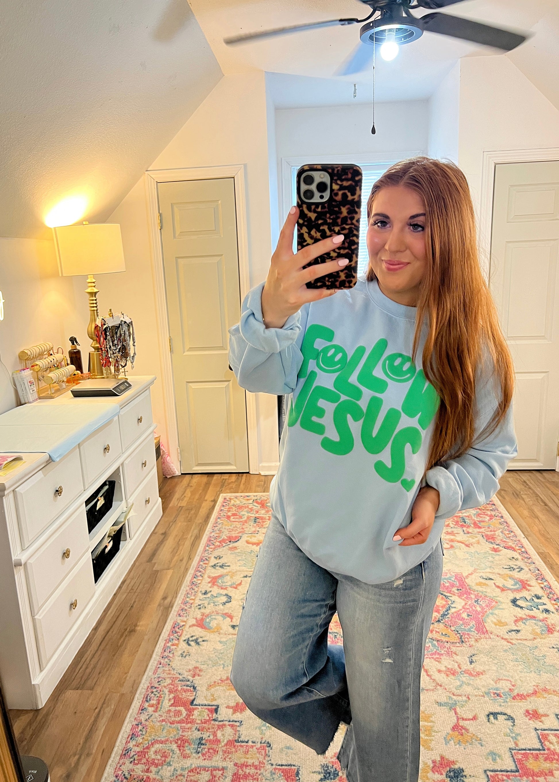 Follow Jesus Puff Crewneck