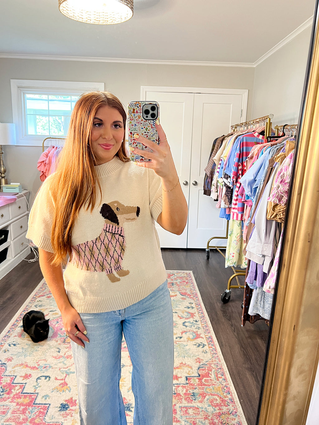 Dachshund Argyle Cream Sweater
