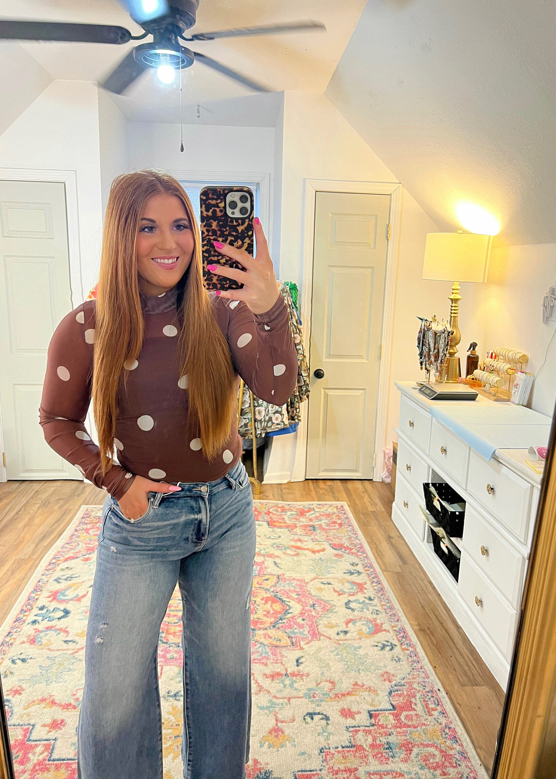 Brown Polka Dot Bodysuit