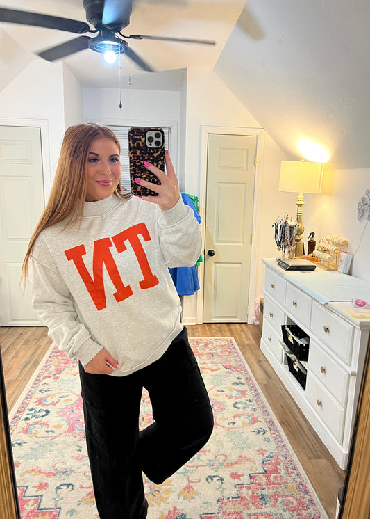 grey Tennessee reversible mockneck with an orange TN logo  