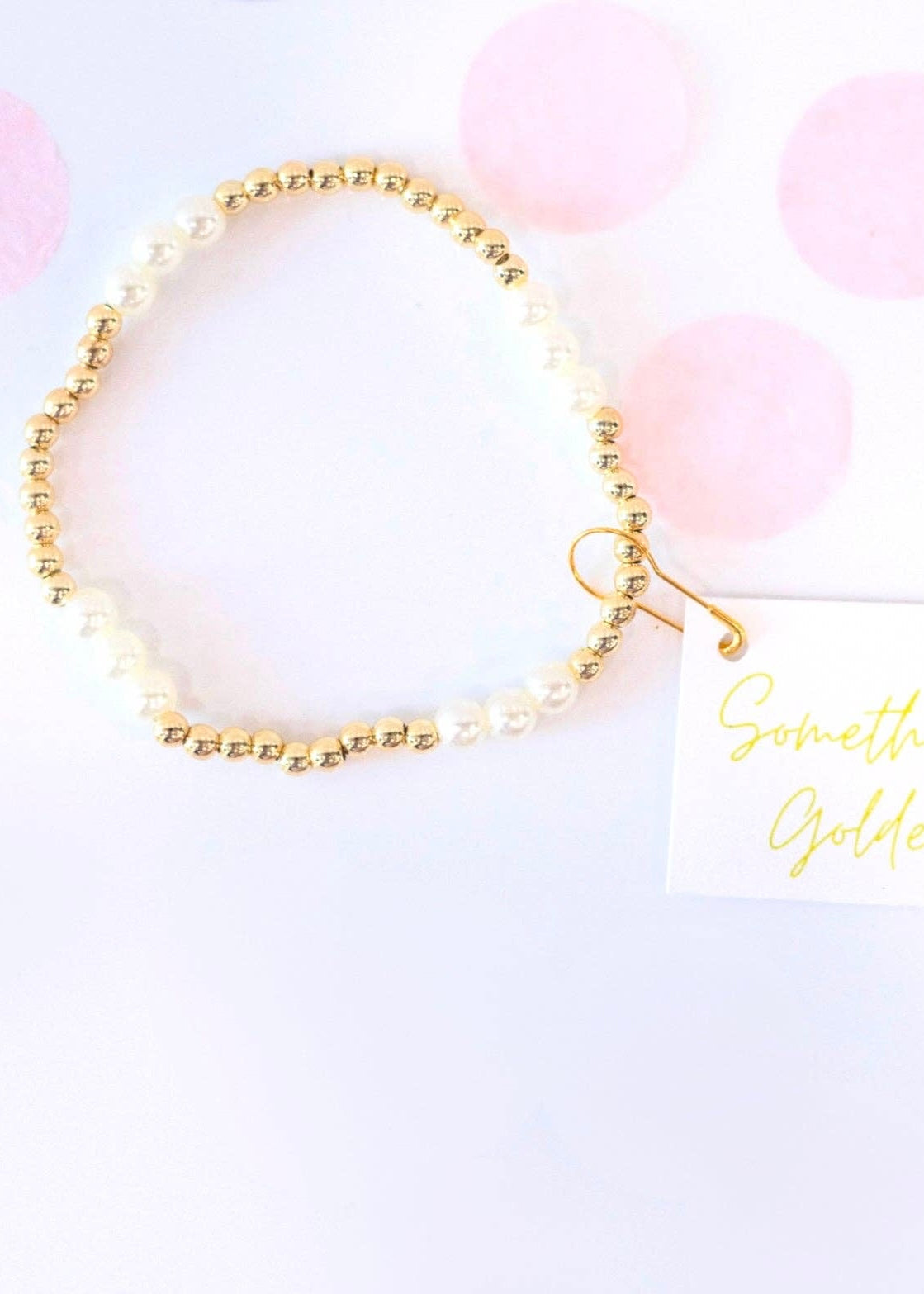 gold beaded bracelet with pearls 