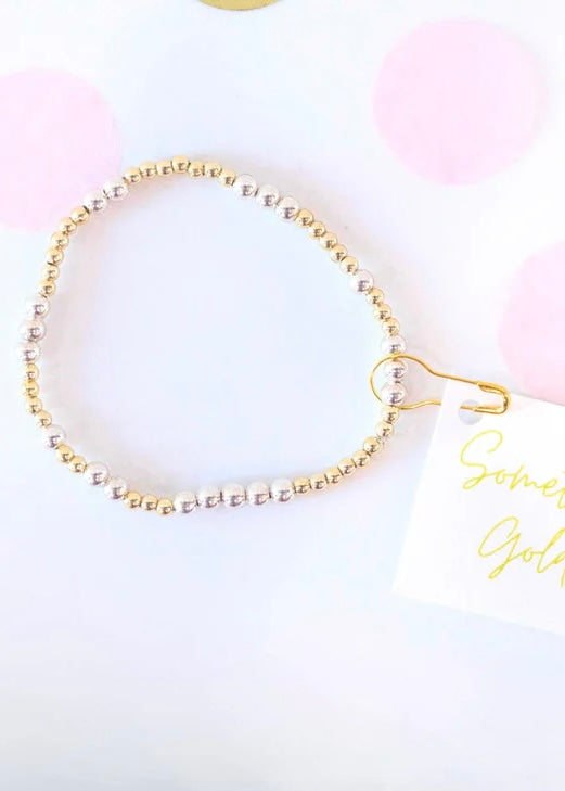 silver and gold unity beaded bracelet women’s boutique jewelry