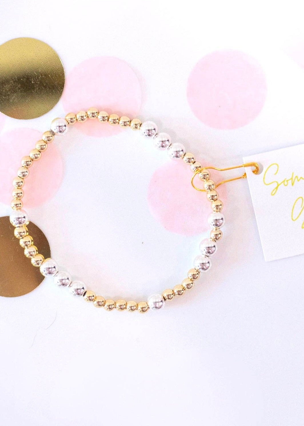 Gold and silver beaded bracelet women's boutique jewelry
