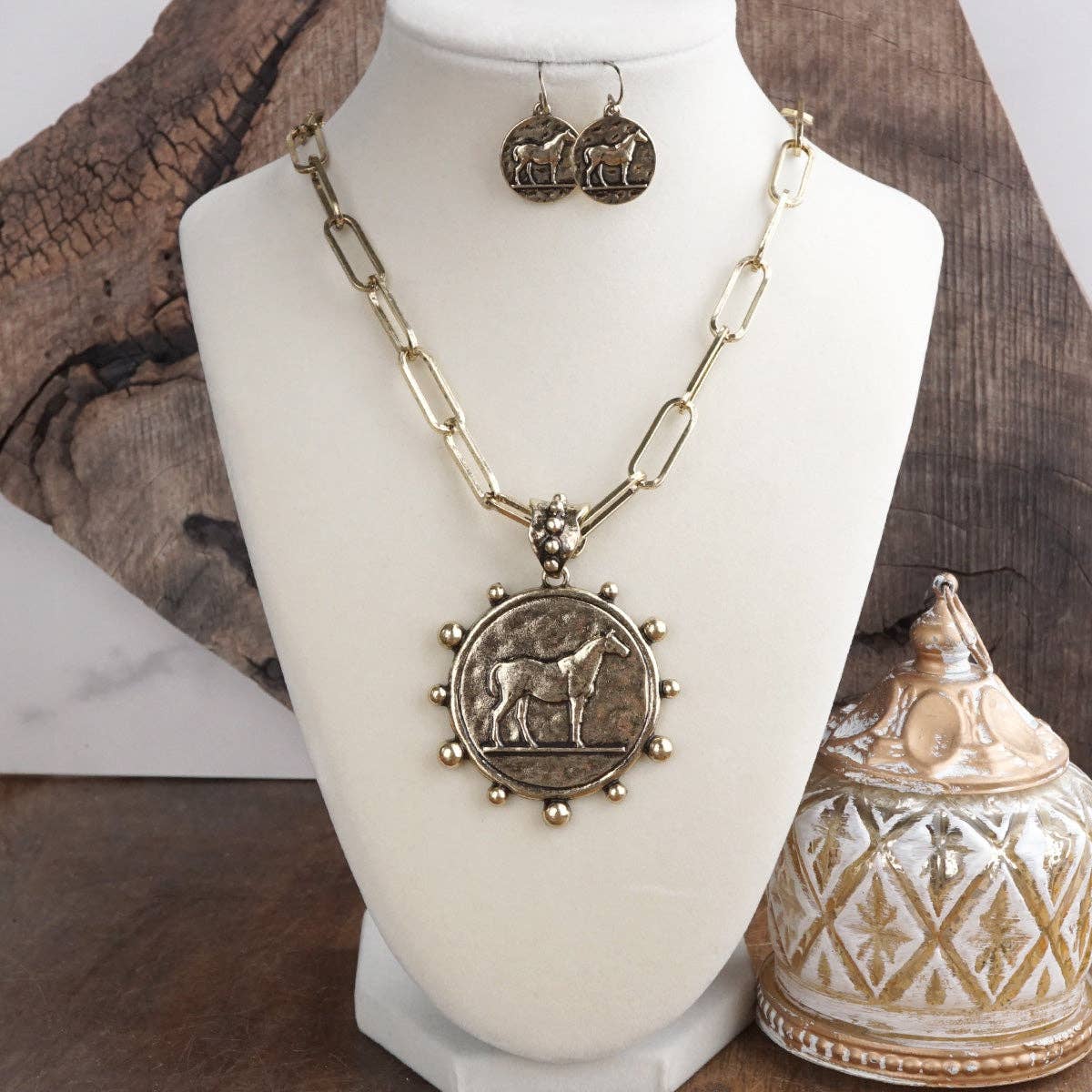 Equestrian Coin Necklace Set