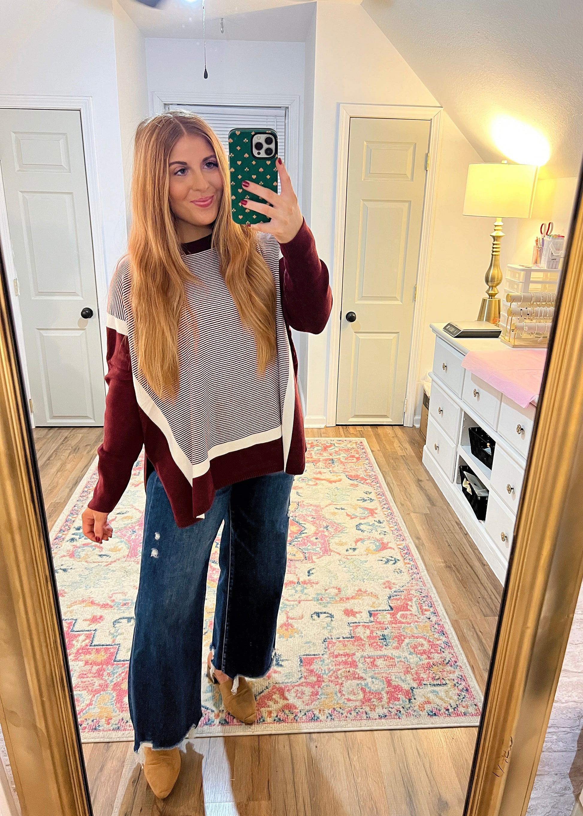 Cranberry Lane striped sweater in soft knit fabric with horizontal stripes