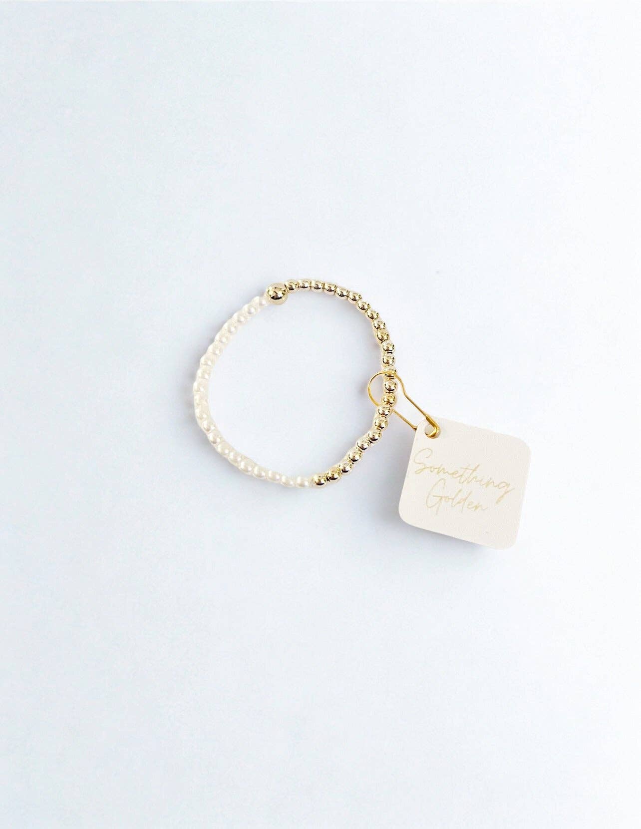 half gold and half pearl beaded bracelet