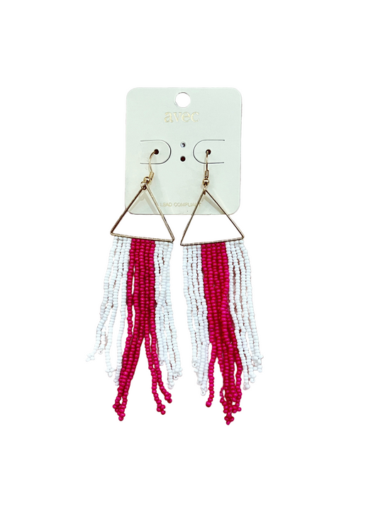 striped bead fringe earrings women’s boutique jewelry