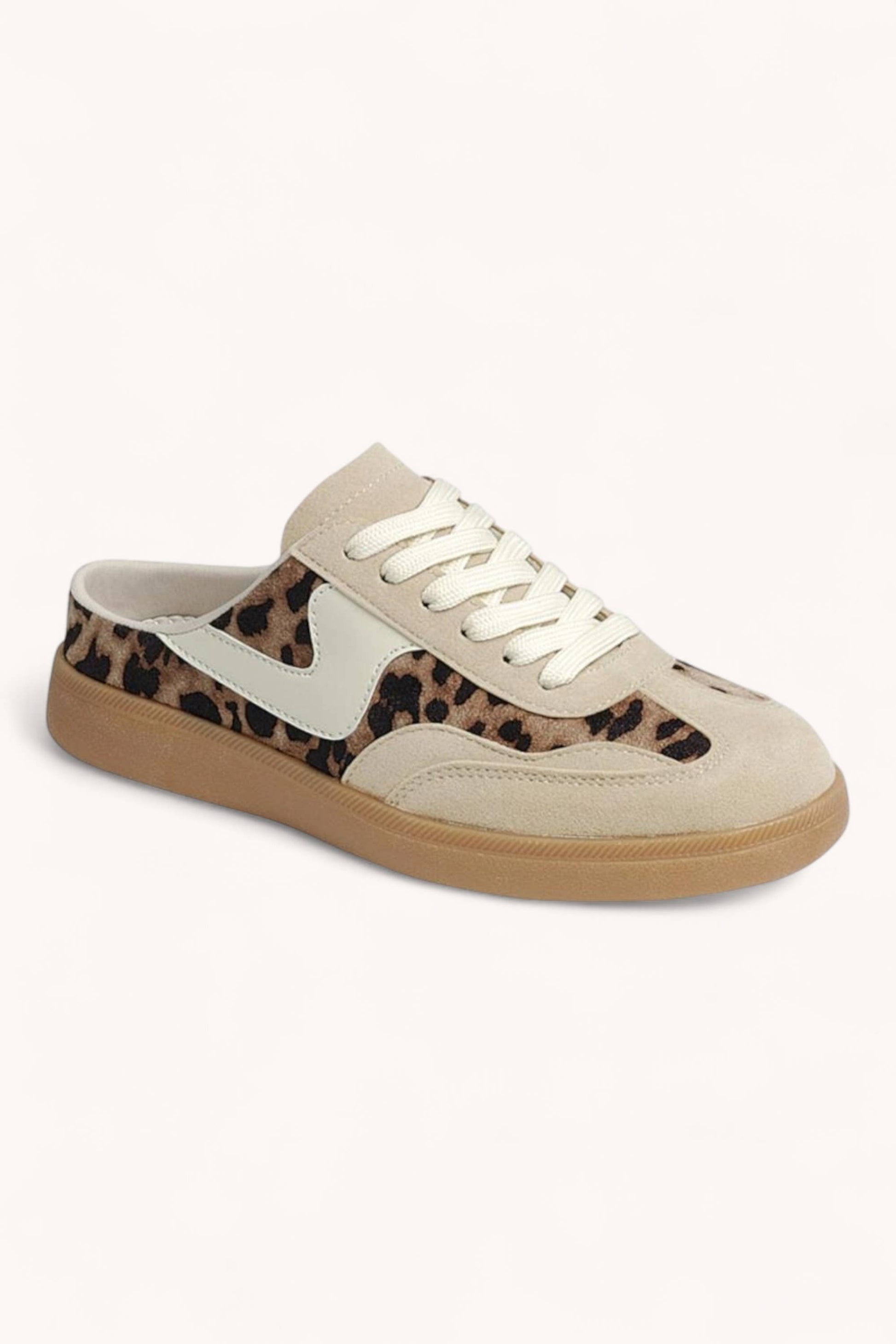 Leopard print slip-on sneaker with tan sole