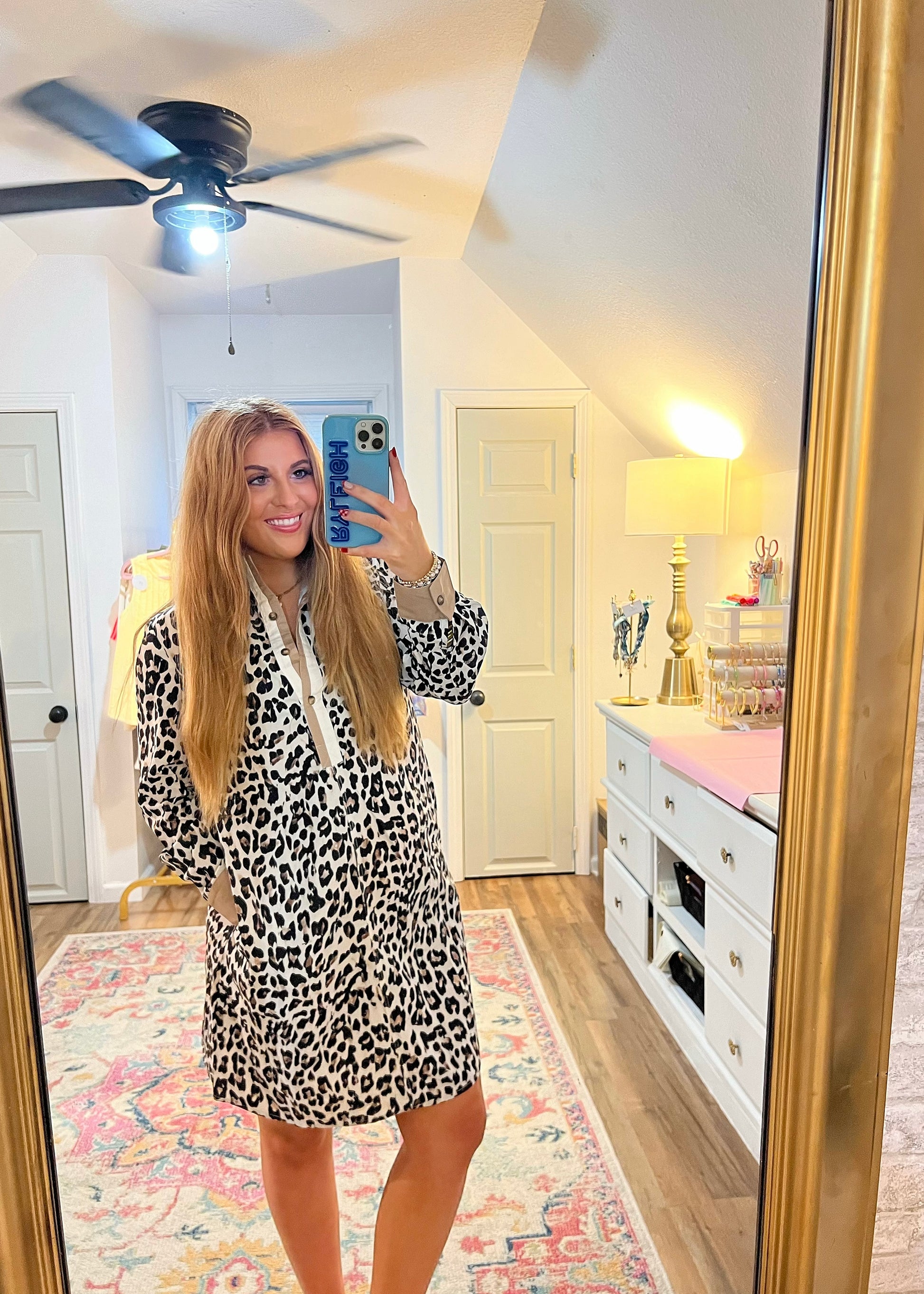 trendy fall spotted dress, cheetah, leopard, dress