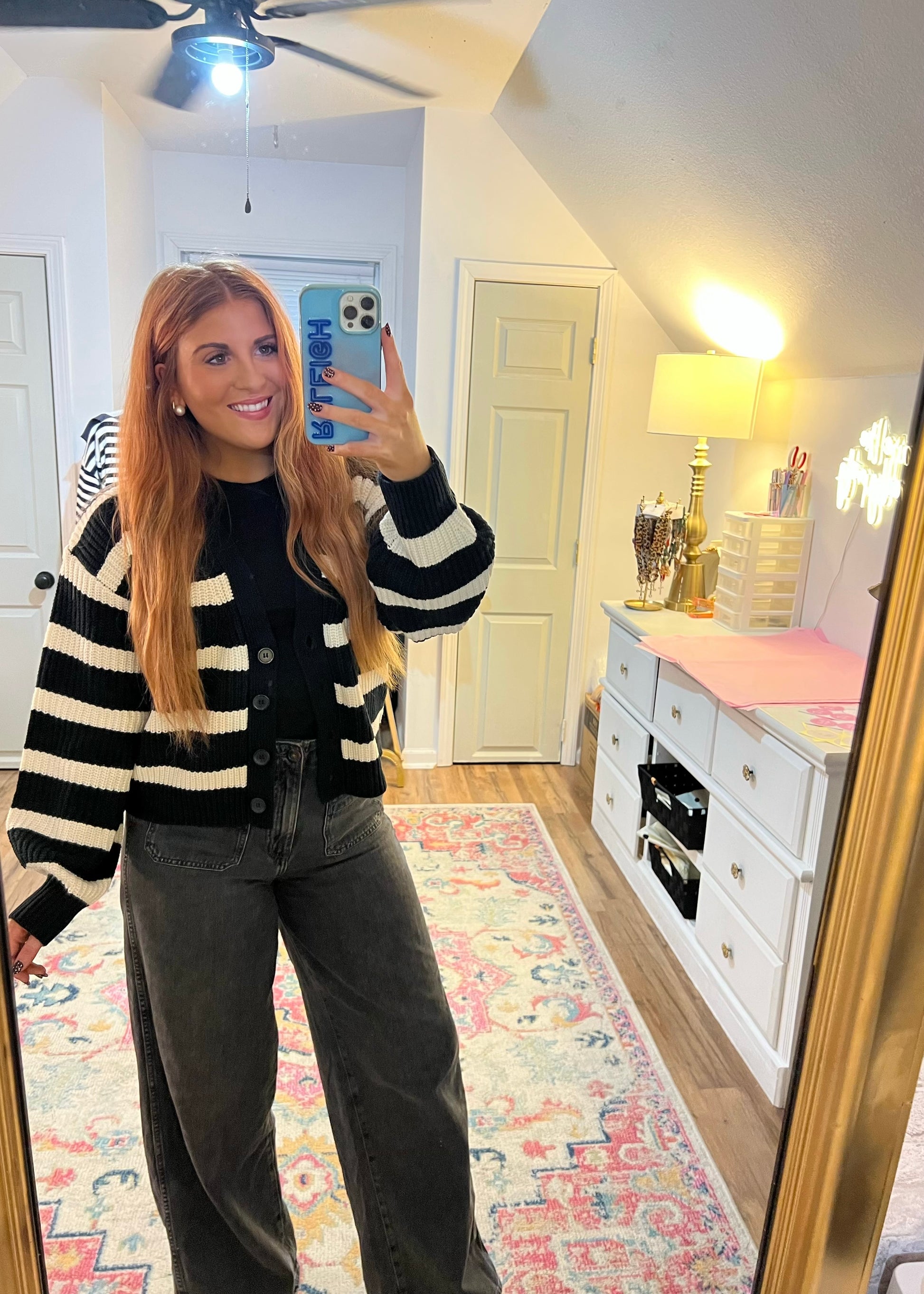 Women’s striped cardigan in soft knit fabric